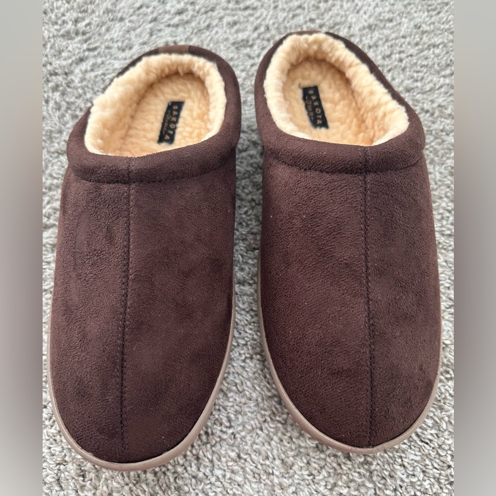Dakota Sherpa Fleece Slippers Memory Foam Lightweight Brown Size 9